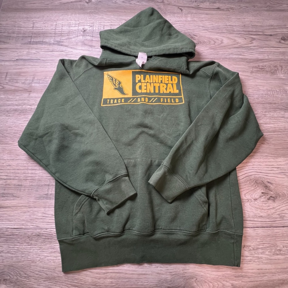 Badger Sport Hoodie Mens Small Green Plainfield Central Track and Field Pullover
